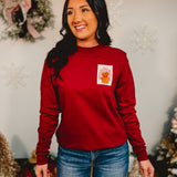 Simply Southern Christmas Stamp Long Sleeve Tee - Carmine