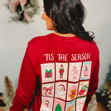 Simply Southern Christmas Stamp Long Sleeve Tee - Carmine