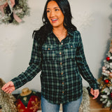 Button Down Flannel - Green/Navy
