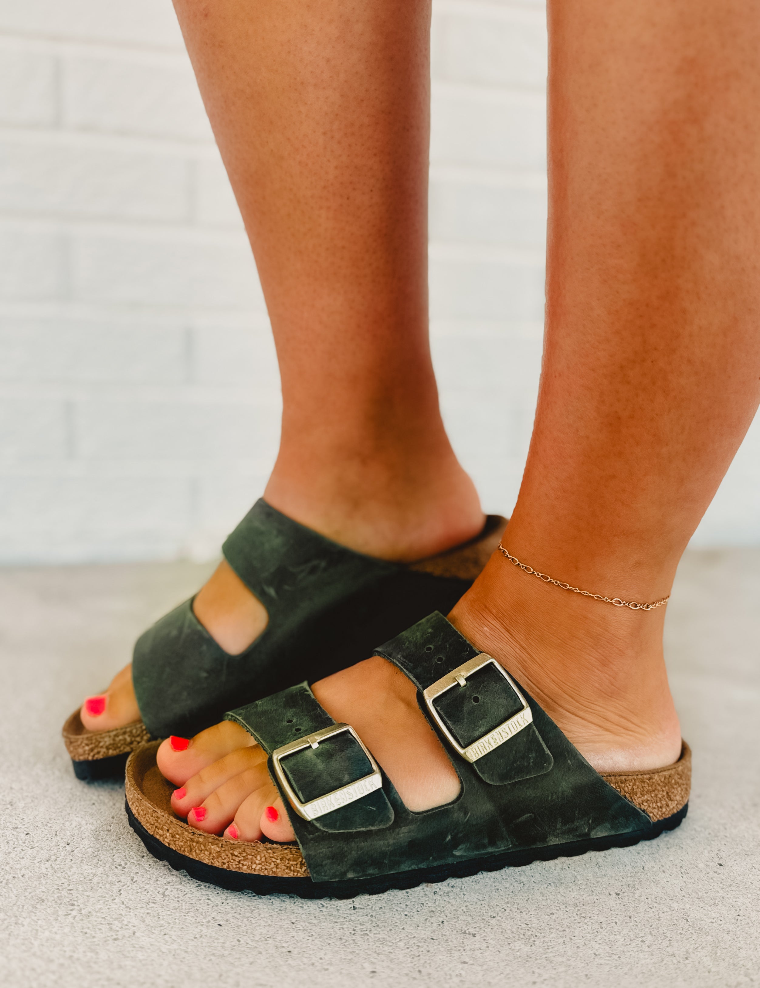 Birkenstock Arizona Oiled Leather Sandal - Thyme - Lace and Grace Boutique