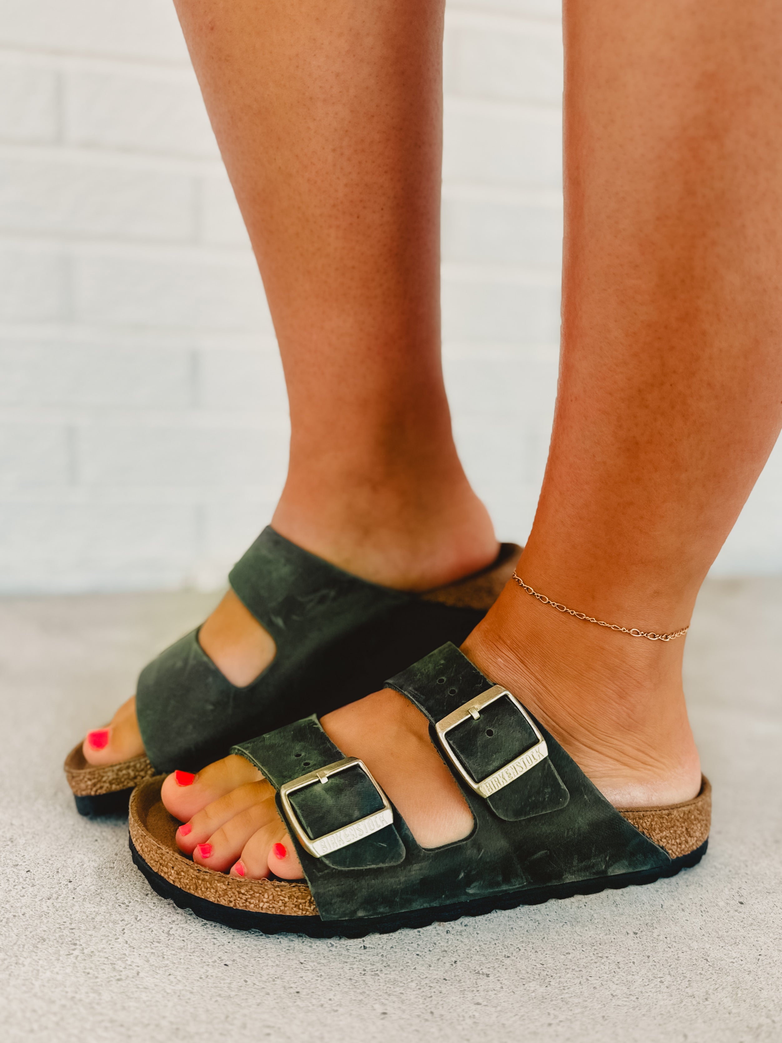 Birkenstock Arizona Oiled Leather Sandal - Thyme - Lace and Grace Boutique