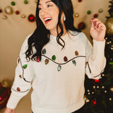 Christmas Lights Sequins Knit Sweater - Ivory