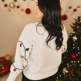 Christmas Lights Sequins Knit Sweater - Ivory