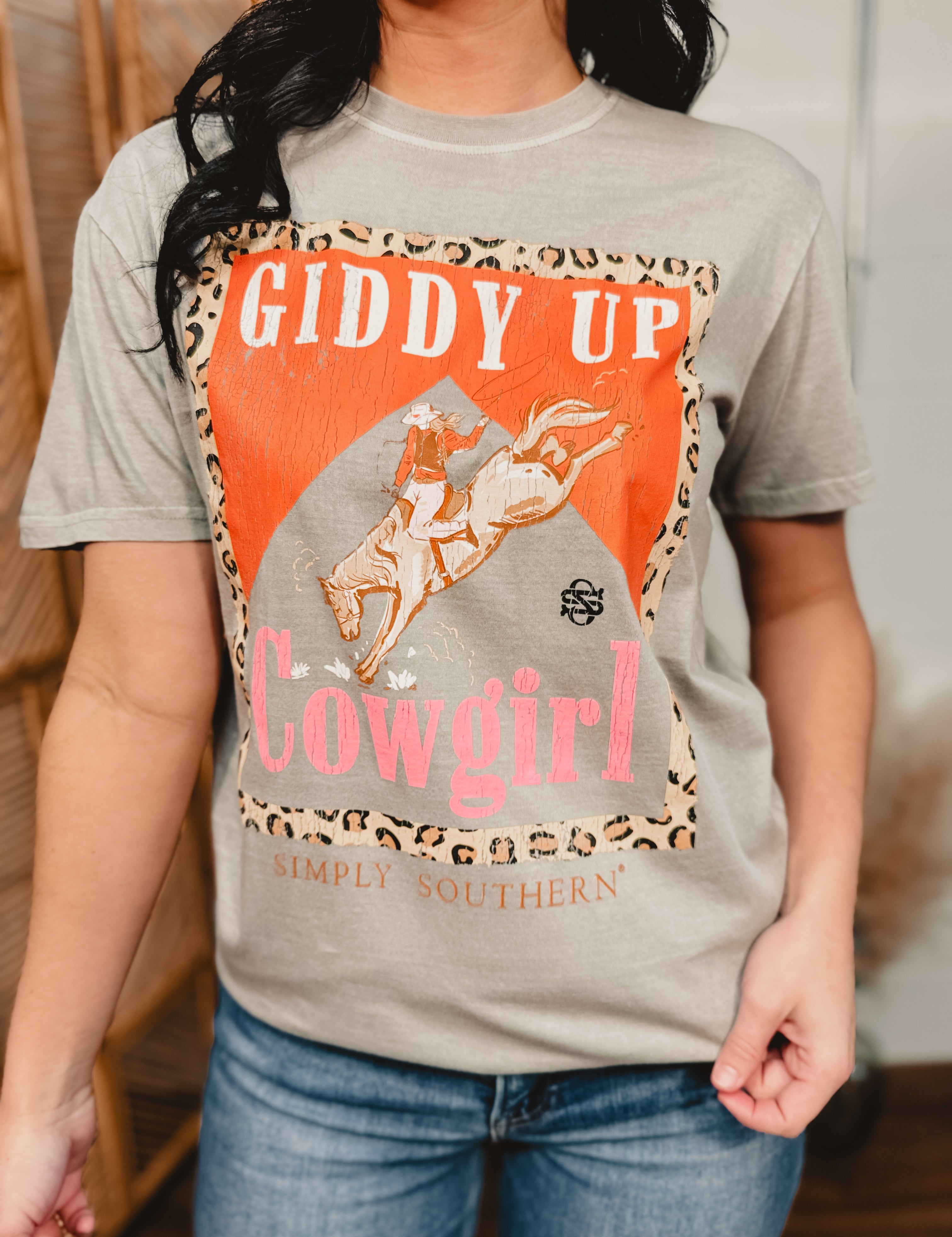 Simply Southern Cowgirl Tee - Washed Light Grey - Lace and Grace Boutique