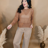 Flowered Knit Sweater - Mocha