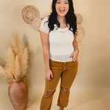 Kimmy Acid Washed High-Waisted Distressed Jeans - Deep Camel - Lace and Grace Boutique
