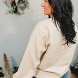 Christmas Bow Sweatshirt - Sand - Lace and Grace Boutique