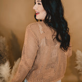 Flowered Knit Sweater - Mocha