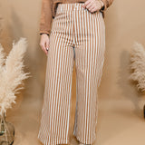 Striped Wide Leg Pants - Bronze/Ivory