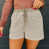 Plaid Boxer Shorts - Taupe/Mocha