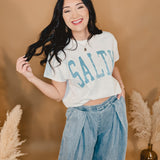 Salty Embroidered Patch Top - White