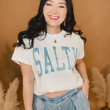 Salty Embroidered Patch Top - White