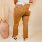 Kimmy Acid Washed High-Waisted Distressed Jeans - Deep Camel - Lace and Grace Boutique