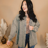 Oli & Hali Mix Match Plaid Button Down Jacket - Charcoal