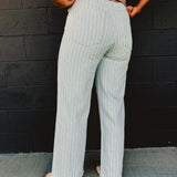 Striped Straight Denim Pants - Light Wash