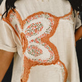 Flower Patch Detailed Slub Top - Natural Multi
