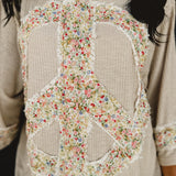 POL Floral Peace Patch Top - Latte