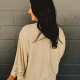POL Floral Peace Patch Top - Latte