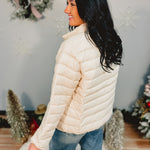 Quilted Puffer Jacket - Off White - Lace and Grace Boutique