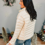 Quilted Puffer Jacket - Off White - Lace and Grace Boutique
