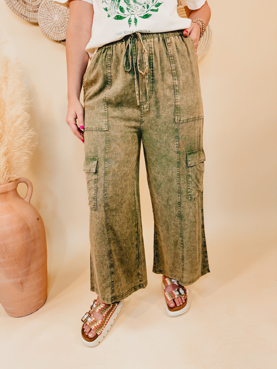 Ready When You Are Cargo Pants - Light Olive - Lace and Grace Boutique