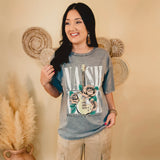 Nashville Guitar Roses Oversized Graphic Tee - Mineral Grey - Lace and Grace Boutique