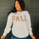 Fall Printed Crewneck Fleece Sweatshirt - Heather Oat