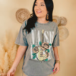 Nashville Guitar Roses Oversized Graphic Tee - Mineral Grey - Lace and Grace Boutique