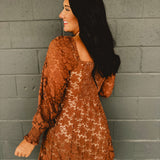 Fit and Flare Lace Mini Dress - Chocolate