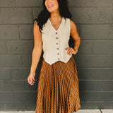 Cotton Linen Blend Vest - Natural