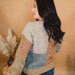 Color Block Mixed Weave Pullover Sweater - Rust Mix - Lace and Grace Boutique