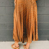 Polka Dot Pleated Skirt - Mocha Mousse