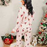 Striped Christmas Santa Pajama Set - Pink/Red