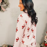 Striped Christmas Santa Pajama Set - Pink/Red
