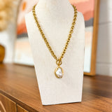 Statement Pearl Pendant Chain Necklace - Lace and Grace Boutique