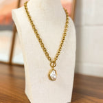 Statement Pearl Pendant Chain Necklace - Lace and Grace Boutique