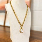 Statement Pearl Pendant Chain Necklace - Lace and Grace Boutique