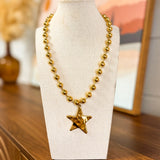 Hammered Star Pendant Beaded Necklace