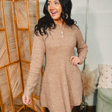 Ribbed Sweater Mini Dress - Mocha