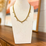 Rhinestone Detail Herringbone Statement Necklace - Lace and Grace Boutique
