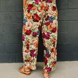 Floral Jacquard Barrel Pants - Multi