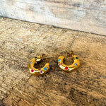 Colorful Crystal Detail Hoop Earrings - Lace and Grace Boutique