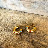 Colorful Crystal Detail Hoop Earrings - Lace and Grace Boutique