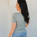 Ribbed Padded Knit Top - Teal Green