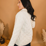 Plaid Lined Quilted Jacket - Ivory - Lace and Grace Boutique