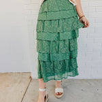 Lace Ruffle Tiered Maxi Skirt - Eucalyptus - Lace and Grace Boutique