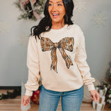 Simply Southern Camo Bow Crewneck Sweatshirt - Sand