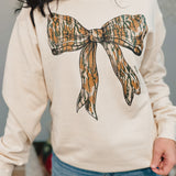 Simply Southern Camo Bow Crewneck Sweatshirt - Sand