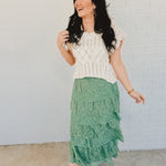 Lace Ruffle Tiered Maxi Skirt - Eucalyptus - Lace and Grace Boutique