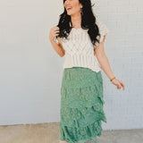 Lace Ruffle Tiered Maxi Skirt - Eucalyptus - Lace and Grace Boutique